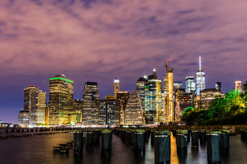 Fototapeta na wymiar Manhattan panoramic skyline. Office buildings and skyscrapers. New York City, USA..