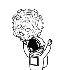 astronaut with spacesuit and planet in white background