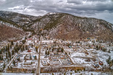 Obraz premium Aerial View of the Small Village of Empire hidden in the Colorado Rockies