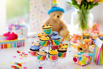 Cupcakes for kids birthday, child jungle party.