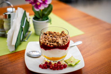 cake with cream and fruits
