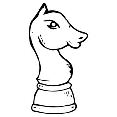 Chess piece icon. Vector illustration of a horse. Chess figure horse. Hand drawn vector illustration.