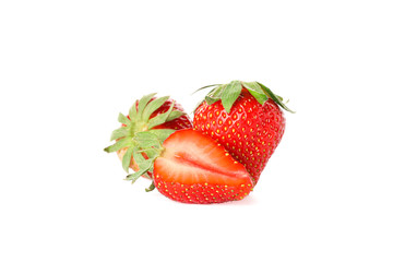 Strawberries isolated on white background. Summer sweet fruits and berries