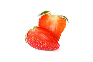 Strawberries isolated on white background. Summer sweet fruits and berries