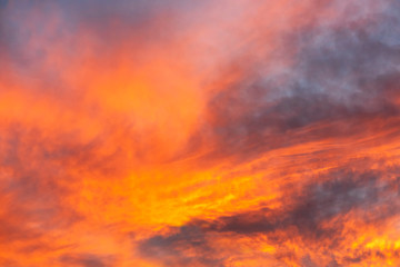 Beautiful sunset sky, colorful clouds.