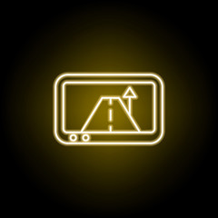 camera icon in neon style. Element of travel illustration. Signs and symbols can be used for web, logo, mobile app, UI, UX