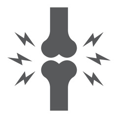 Bone pain glyph icon, body and painful, joint ache sign, vector graphics, a solid pattern on a white background.