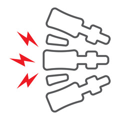 Spine pain line icon, body and painful, back ache sign, vector graphics, a linear pattern on a white background.