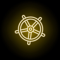 steering wheel icon in neon style. Element of travel illustration. Signs and symbols can be used for web, logo, mobile app, UI, UX
