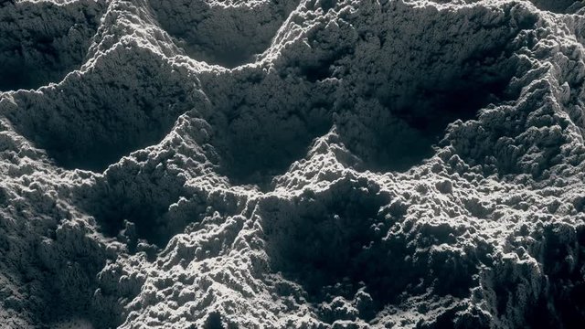 Abstract wave displacement surface. Abstract dark planet surface. Noise texture makes a highs and lows surface details. Seamless loop 4k 3d render