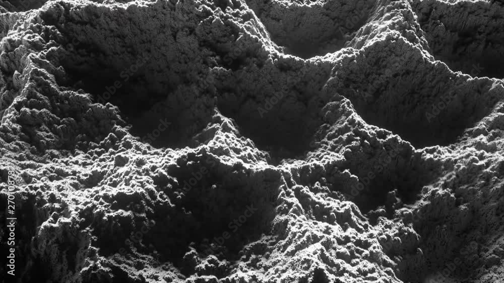 Wall mural abstract wave displacement surface. abstract dark planet surface. noise texture makes a highs and lo