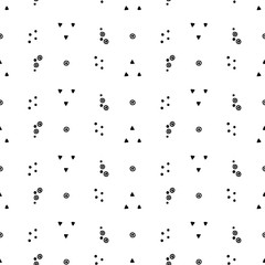 Seamless vector pattern, black and white symmetric geometric ethnic background Print for decor, wallpaper, packaging, wrapping, fabric. graphic design. Doodle style illystration