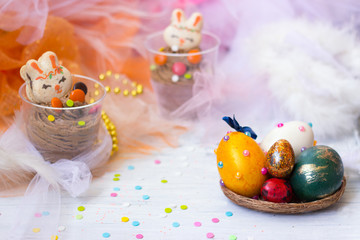 Colorful decorated Easter eggs