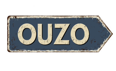Ouzo vintage rusty metal sign