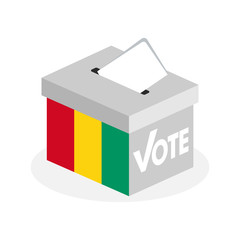 Election ballot box with a combination of the country flag of Guinea