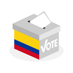 Election ballot box with a combination of Colombia country flags