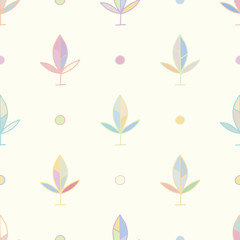 Fototapeta na wymiar Seamless vector pattern. symmetrical background with hand drawn decorative trees. Pastel print. Graphic abstract design, illustration for wrapping, wallpaper, fabric, packaging, textile