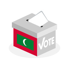 Election ballot box with a combination of Maldive country flags