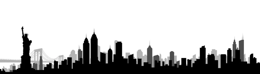 Fototapeten New York City Skyline Silhouette Vektor Illustration © vladmark