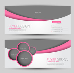 Flyer banner or web header template set. Vector illustration promotion design background. Pink color.