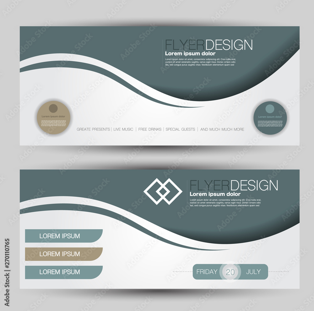 Wall mural flyer banner or web header template set. vector illustration promotion design background. green colo