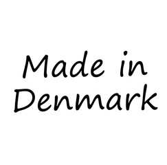 MADE IN DENMARK stamp on white background