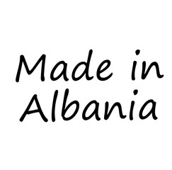 MADE IN ALBANIA stamp on white background