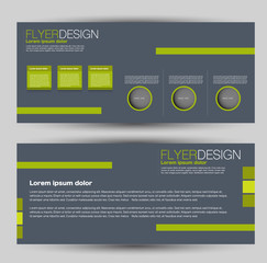 Flyer banner or web header template set. Vector illustration promotion design background. Grey and green.