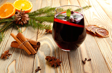 Winter, festive, alcoholic drink mulled wine.