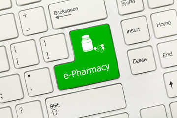 White conceptual keyboard - e-Pharmacy (green key)