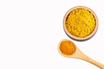 Turmeric and curry organic powder - Top view