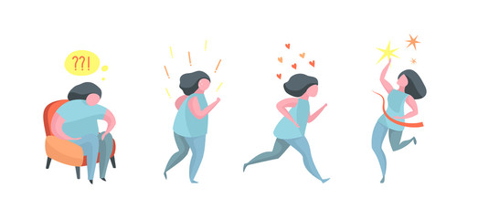 Active Healthy Woman Running Losing Weight Progress Result