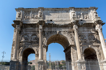 Fototapeta na wymiar Ancient Arch of Constantine near Colosseum in city of Rome, Italy