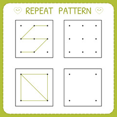 Repeat pattern. Preschool worksheet for practicing motor skills. Working pages for children. Kindergarten educational game for kids
