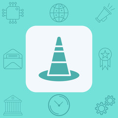 Traffic cone vector icon sign symbol