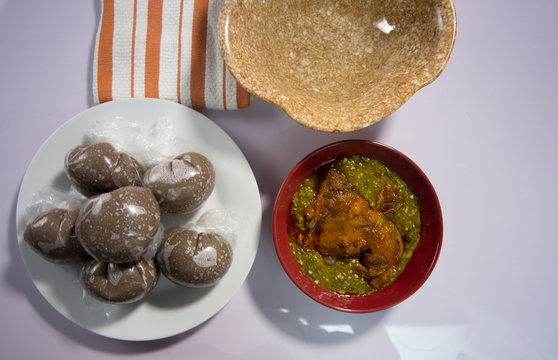 Amala and okro soup meal