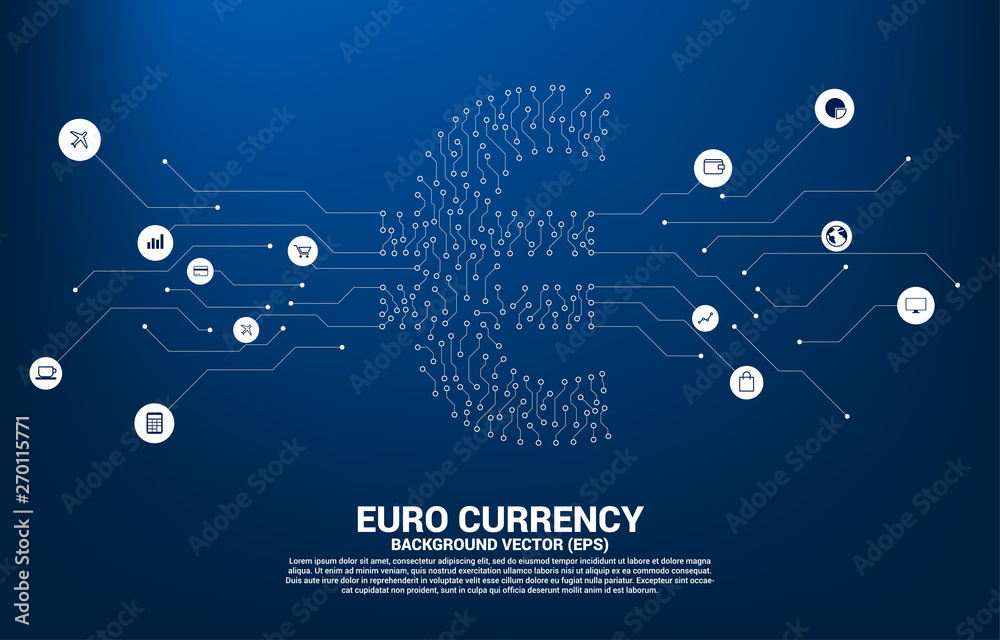 Aufkleber vector euro currency money icon from circuit board style dot connect line. concept for digital econo