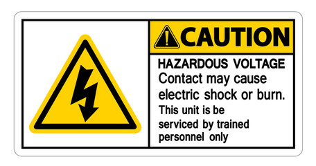 Hazardous Voltage Contact May Cause Electric Shock Or Burn Sign Isolate On White Background,Vector Illustration
