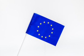 Flag of European Union on white background top view