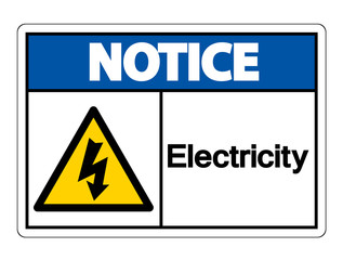 Notice Electricity Symbol Sign Isolate On White Background,Vector Illustration