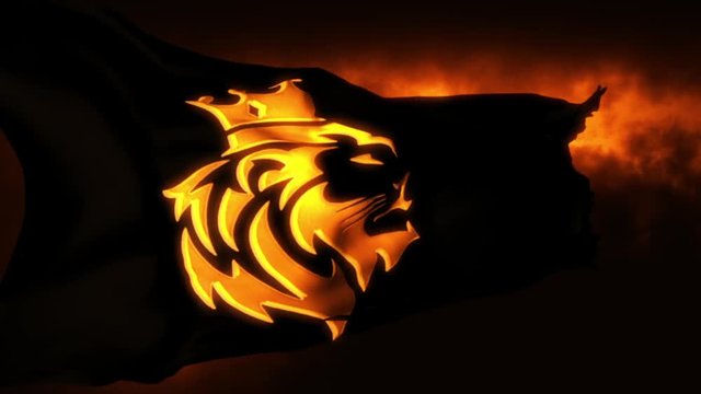 Golden Lion King Flag Intro Logo Motion Background