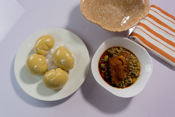 Amala, eba and fufu local dish in nigeria