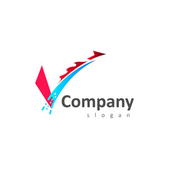 check logo , letter v logo ,arrow symbol with speed + modern logo with v-shaped lines