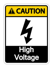 Caution high voltage sign Isolate Isolate On White Background,Vector Illustration