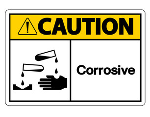 Caution Corrosive Symbol Sign Isolate On White Background,Vector Illustration