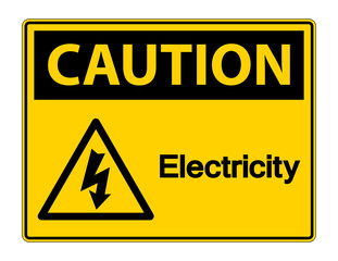 Caution Electricity Symbol Sign Isolate On White Background,Vector Illustration