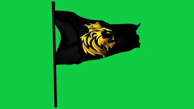 Golden Lion King Flag Graphic Element Green Screen