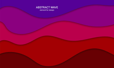 Vector futuristic illustration of bright multi colored wavy paper layers. Abstract creative background with fluid color shapes. Colorful gradient cover design. Material design.