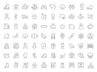 Set Vector Line Icons of Winter