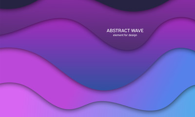 Vector futuristic illustration of bright multi colored wavy paper layers. Abstract creative background with fluid color shapes. Colorful gradient cover design. Material design.